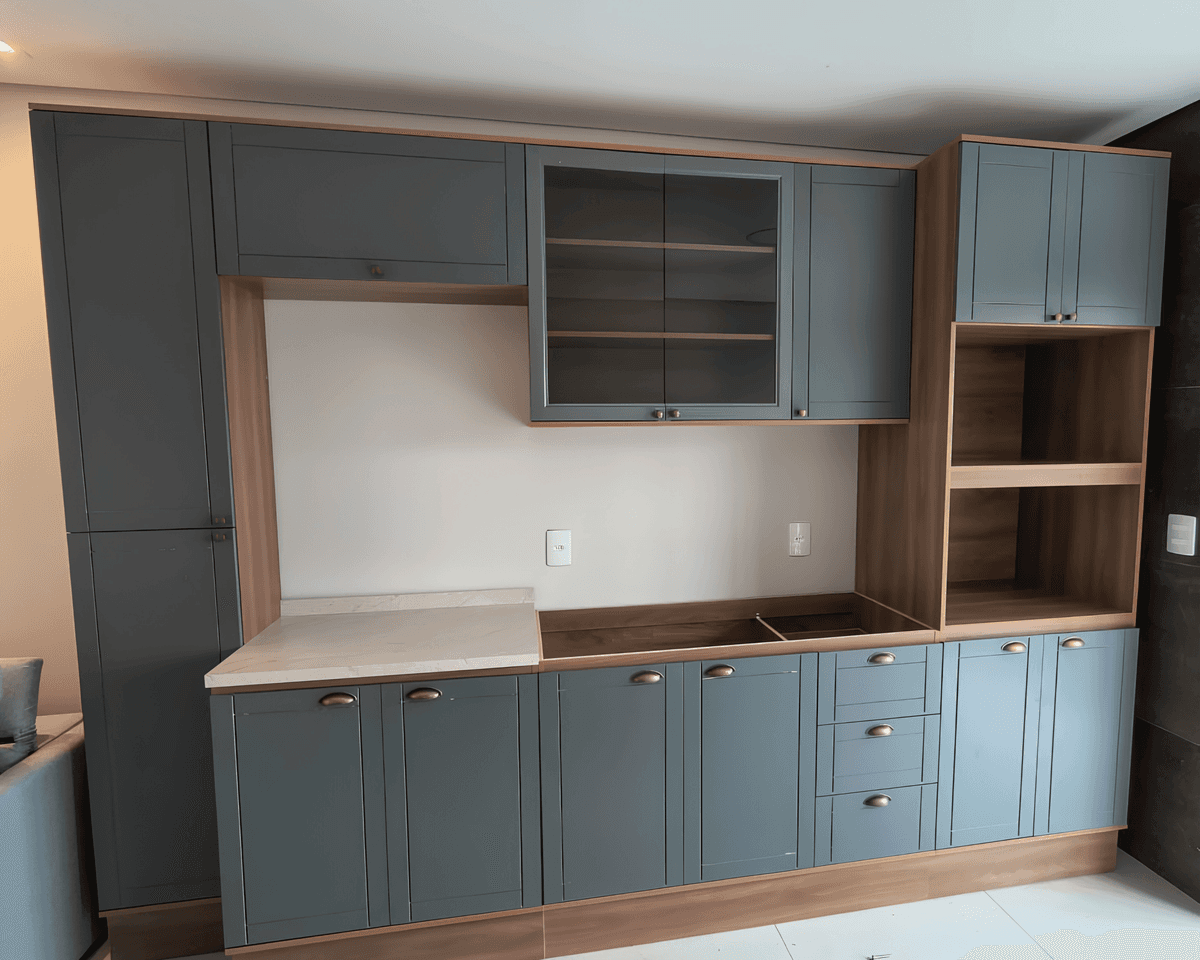 Montagem de Cozinha Modulada Moderna